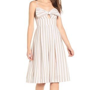 English Factory Bow-Front Striped Midi Dress